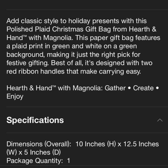 Hearth & Hand Festive Gift Bag - Picture 4 of 5